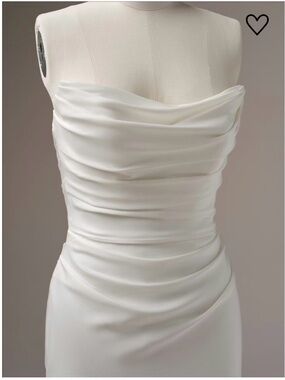 Maggie Sottero Strapless White Draped Ruched Gown